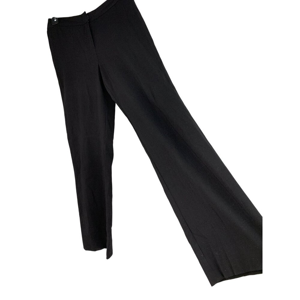 St. John Collection Womens Black Wide-Leg Straight Pants Size 6 Virgin Wool